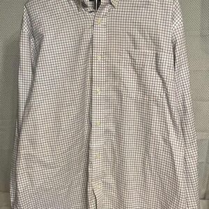 Ralph Lauren Men's White and Blue Checkered Shirt